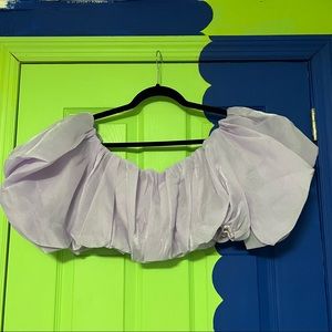 Never worn purple mesh off the shoulder puff sleeve crop top